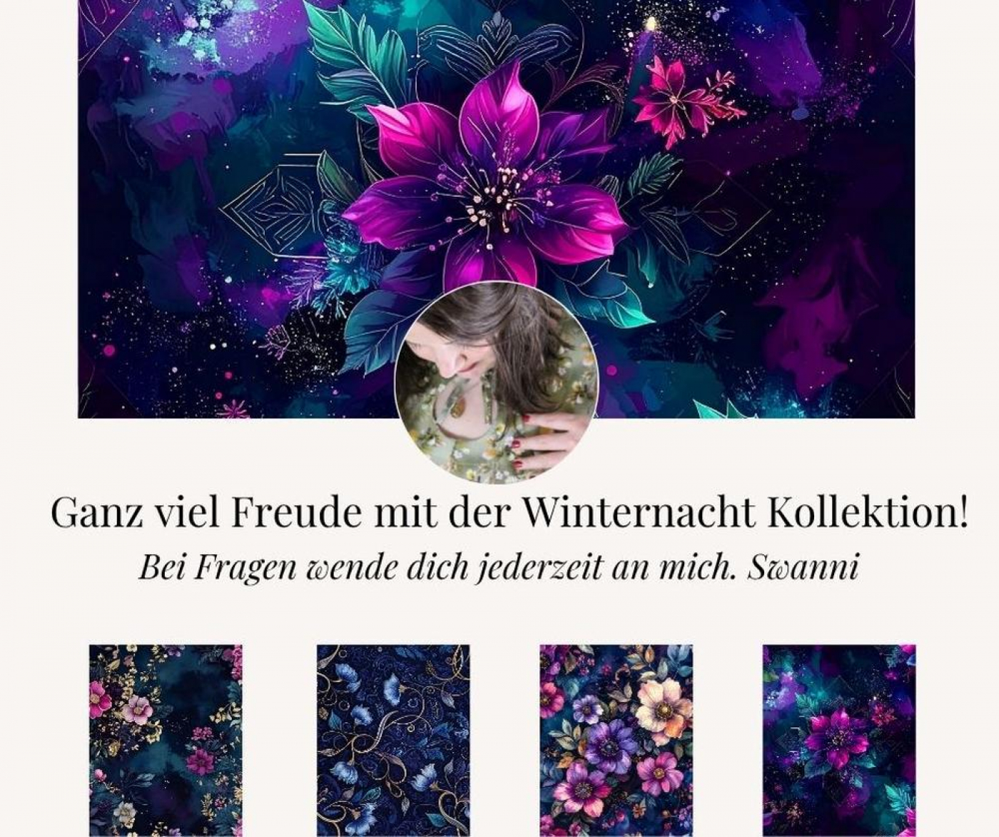 "Winternacht Kollektion": Eisblume Christmas Edition I Modal French Terry I mit Überbreite